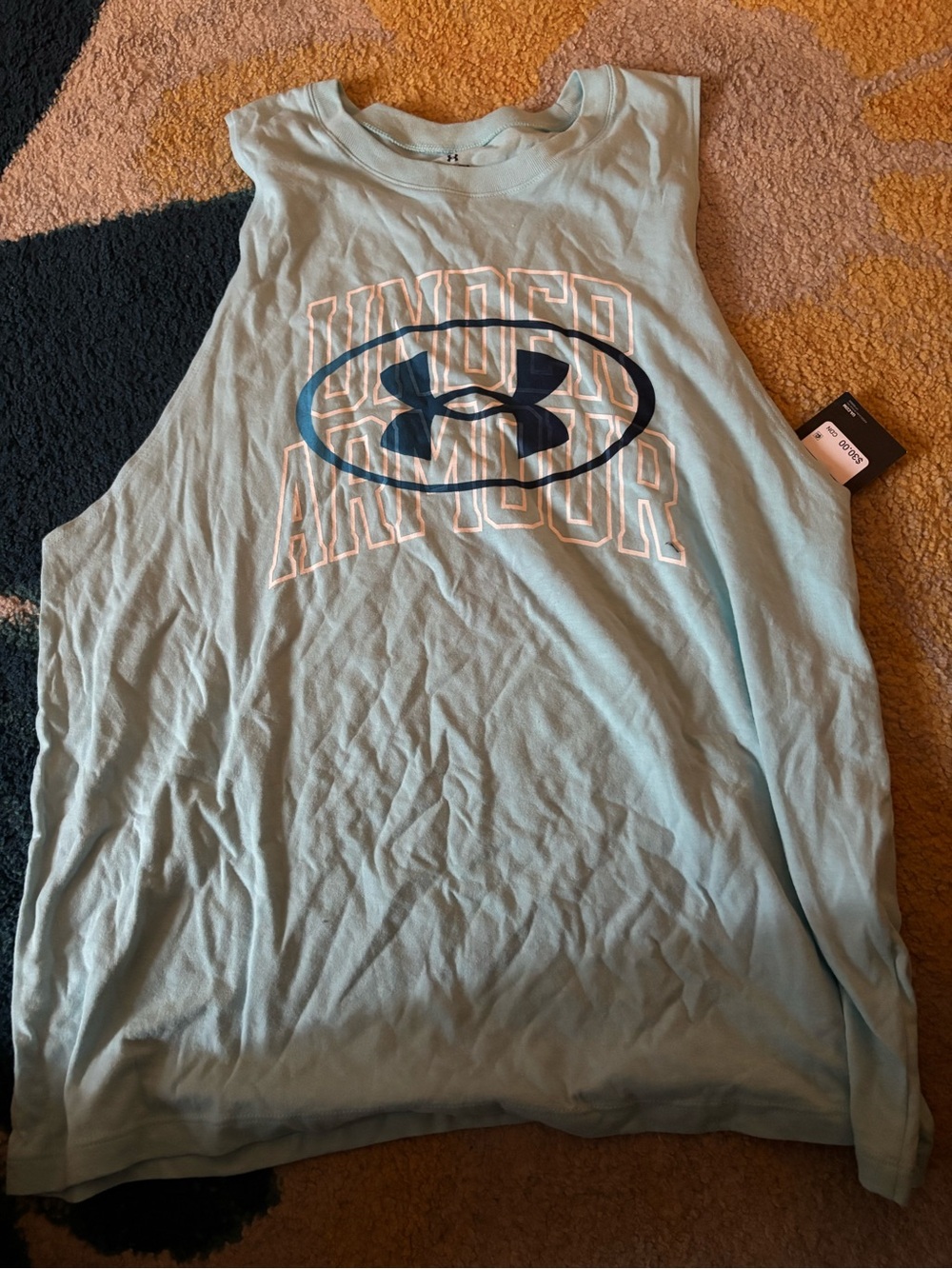 Under Armour Light Aqua Tank with Navy Logo
